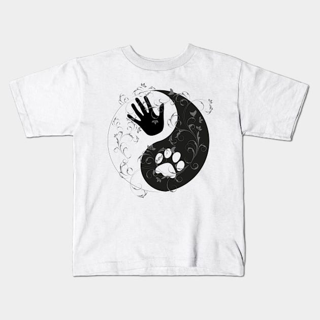 Yin Yang - Hand and Paw Kids T-Shirt by GNDesign